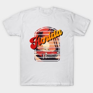 Florida Retro Vintage Classic Car Sunset T-Shirt